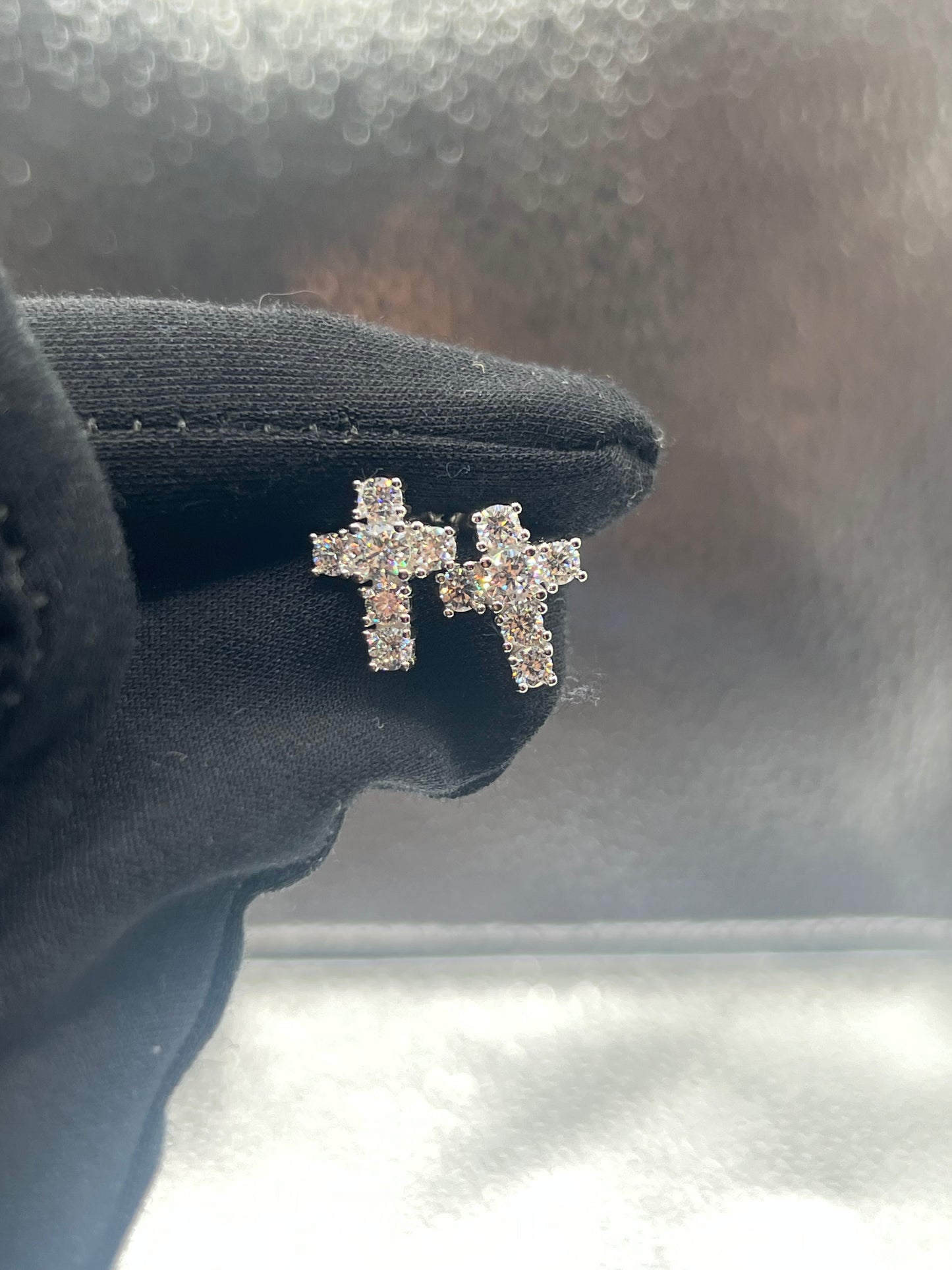 Cross Moissanite Stud Earrings Iced Out Shine