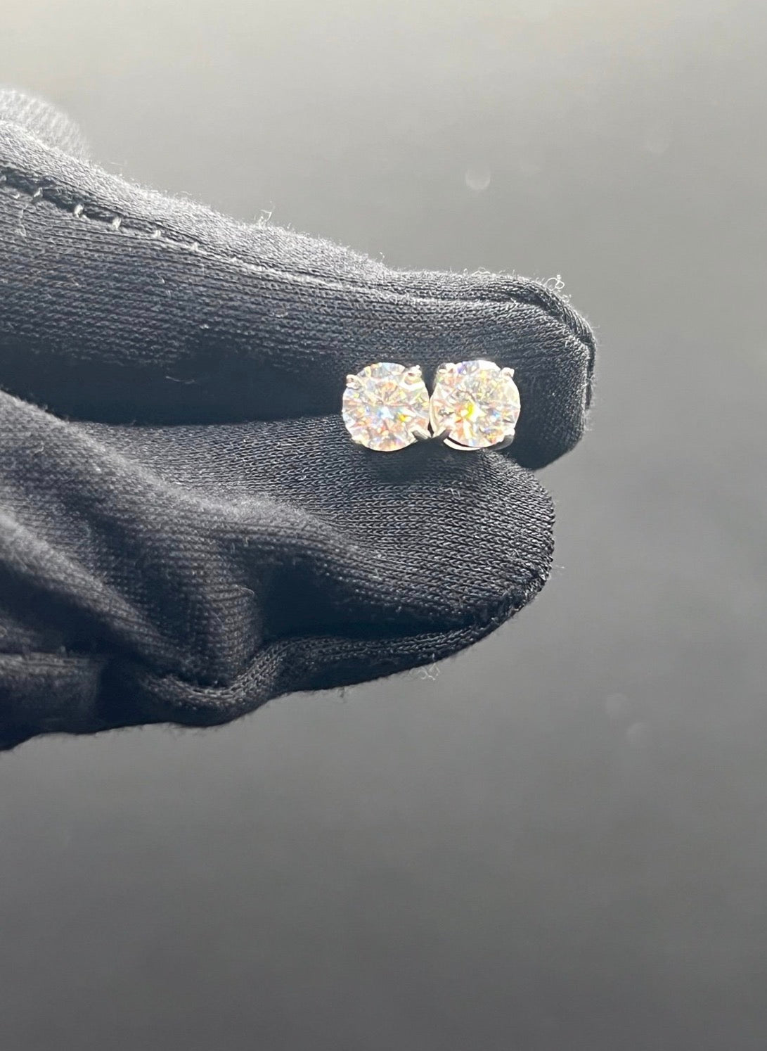 6.5mm Moissanite Stud Earrings Iced Diamond Look Pass Diamond Tester