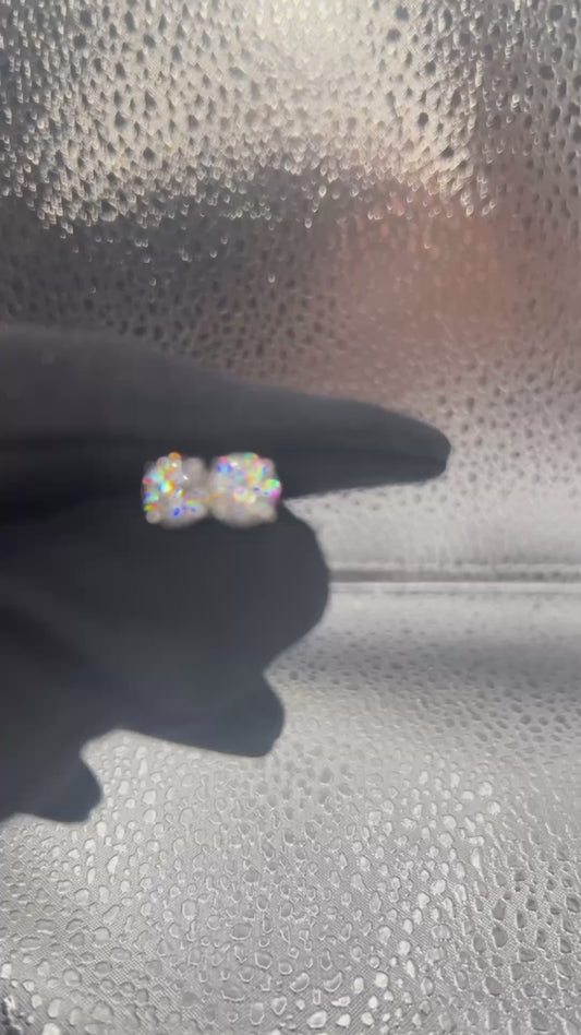 6.5mm Moissanite Stud Earrings Iced Diamond Look Pass Diamond Tester